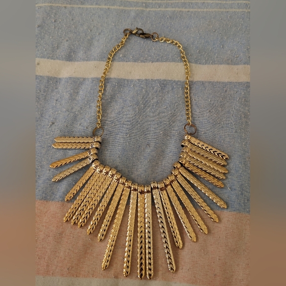 Gold Coloured Statement  Necklace - Picture 2 of 5